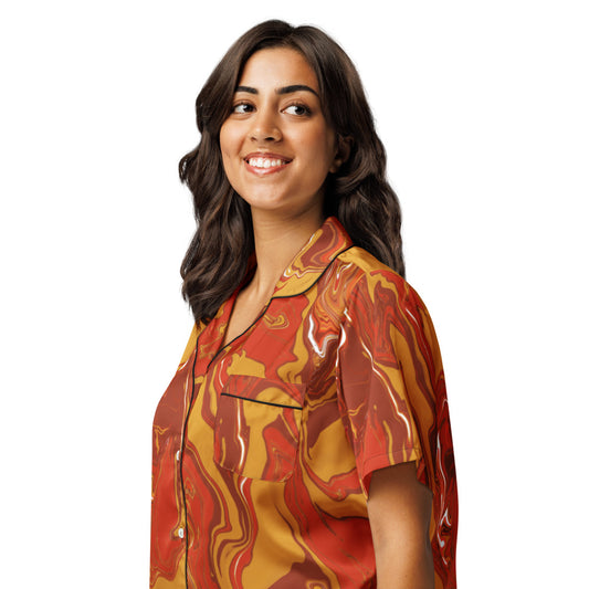 All-over print women’s short sleeve pajama top