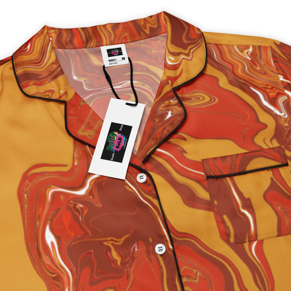 All-over print women’s short sleeve pajama top