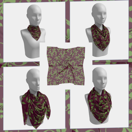 Custom Print Silk Scarf | Shawl | Hair Wrap | 100% Silk Charmeuse | Hand-sewn Square Scarf