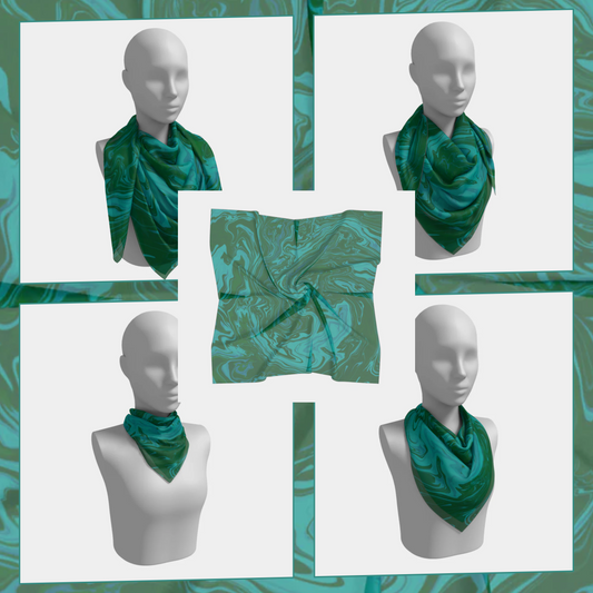Custom Print Silk Scarf | Shawl | Hair Wrap | 100% Silk Charmeuse | Hand-sewn Square Scarf