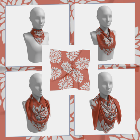 Custom Print Silk Scarf | Shawl | Hair Wrap | 100% Silk Charmeuse | Hand-sewn Square Scarf