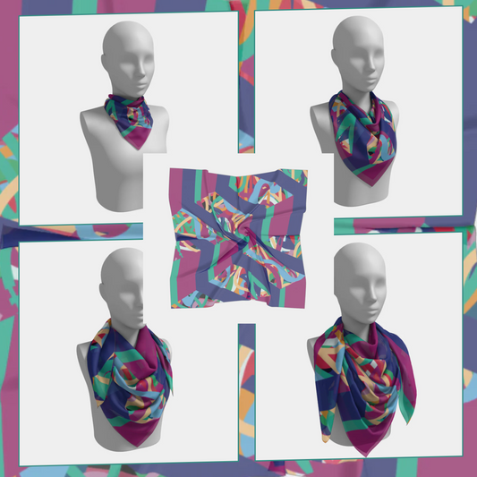 Custom Print Silk Scarf | Shawl | Hair Wrap | 100% Silk Charmeuse | Hand-sewn Square Scarf