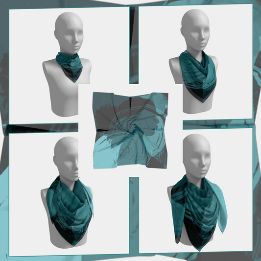 Square Scarf | Silk-like Fabric | Vivid Print | Hand-sewn Square Scarf