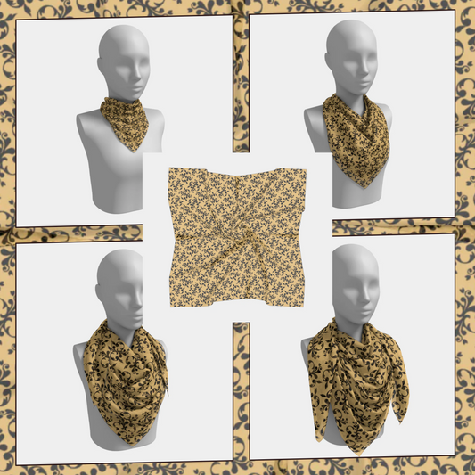 Square Scarf | Silk-like Fabric | Vivid Print | Hand-sewn Square Scarf