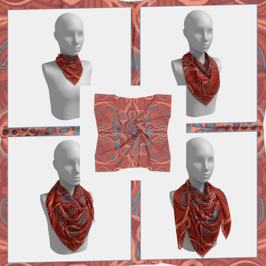 Square Scarf | Silk-like Fabric | Vivid Print | Hand-sewn Square Scarf