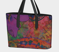 Colorful tote bag with abstract design on a white background