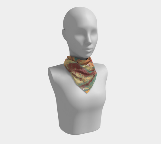 Square Scarf | Silk-like Fabric | Vivid Print | Hand-sewn Square Scarf