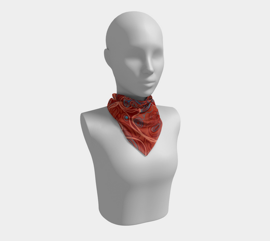 Square Scarf | Silk-like Fabric | Vivid Print | Hand-sewn Square Scarf