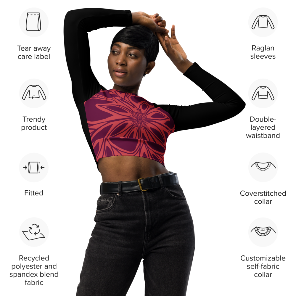 Recycled long-sleeve crop top