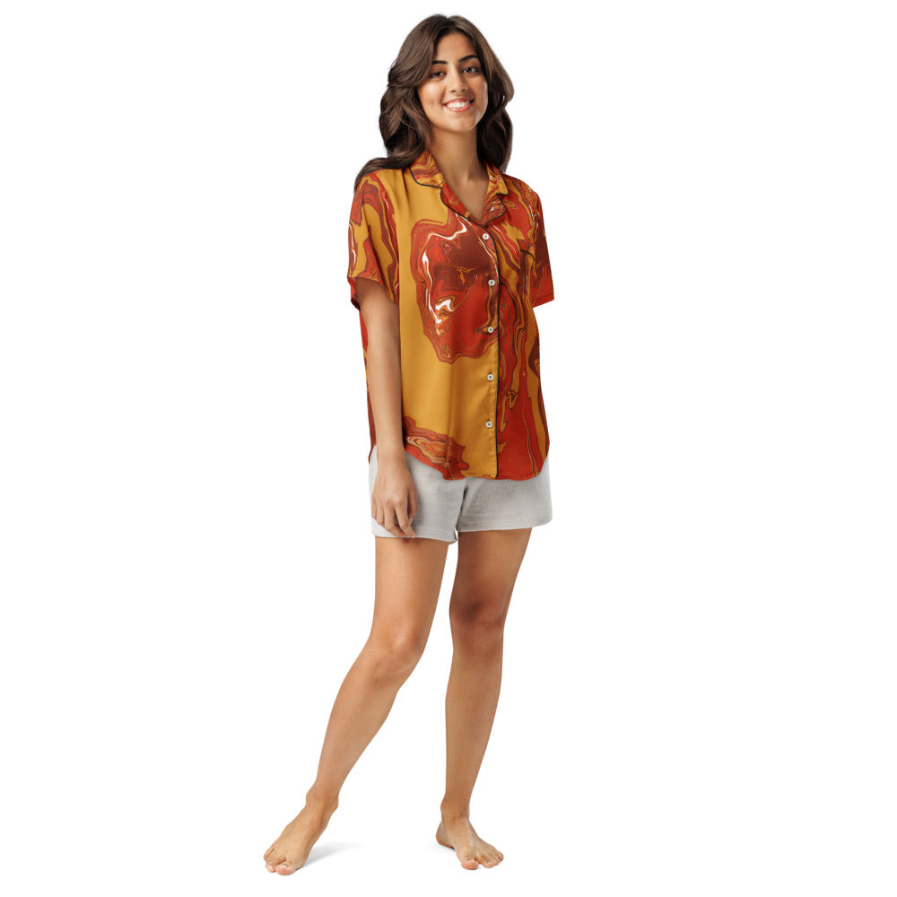 All-over print women’s short sleeve pajama top